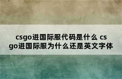 csgo进国际服代码是什么 csgo进国际服为什么还是英文字体